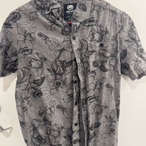 Ecko Unlimited Black and Gray Floral Men's Shirt